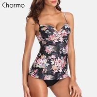 Charmo-Conjunto de Tankini Retro con estampado Floral para mujer, traje de baño de cintura alta, Tankini Vintage, Bikini