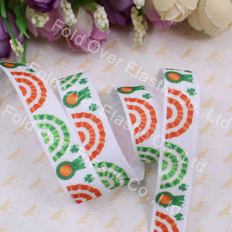 5/8" whitetip clover fold over elastic Heat transfer of St . Patrick's Day 100yards/lot free shipping | Дом и сад