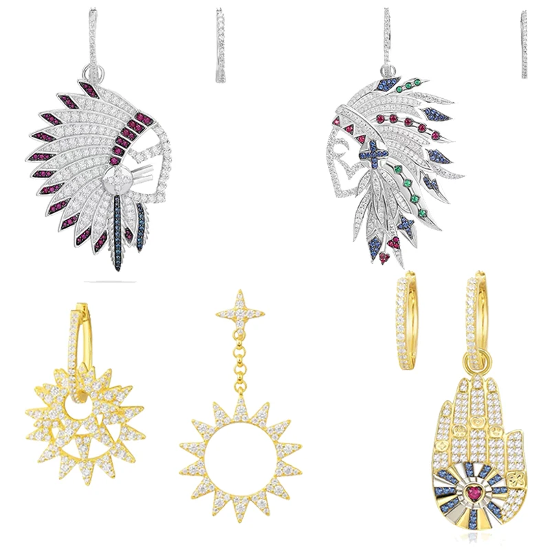 

JEM original 925 sterling silver APM earrings fashion native american series high quality feather earrings free shipping