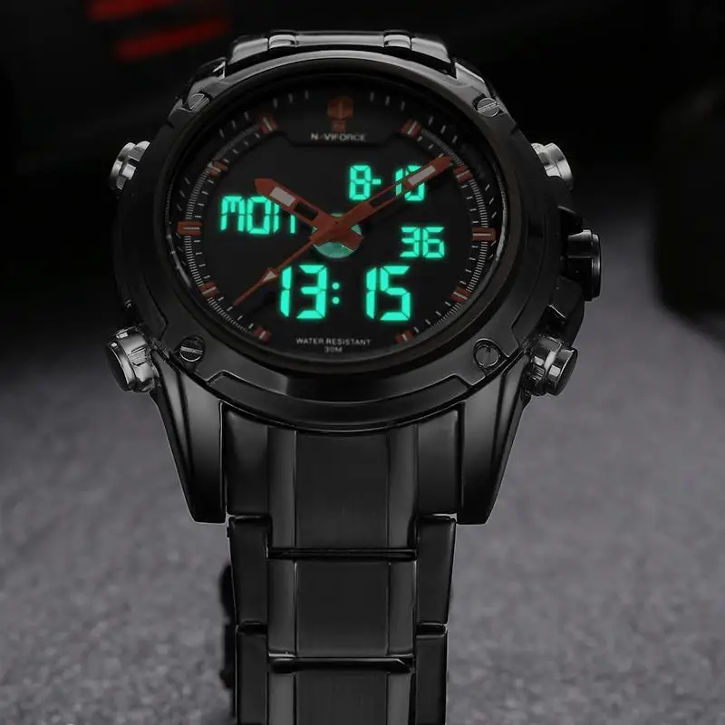 NAVIFORCE спортивные мужские часы полностью стальные водонепроницаемые лучший бренд