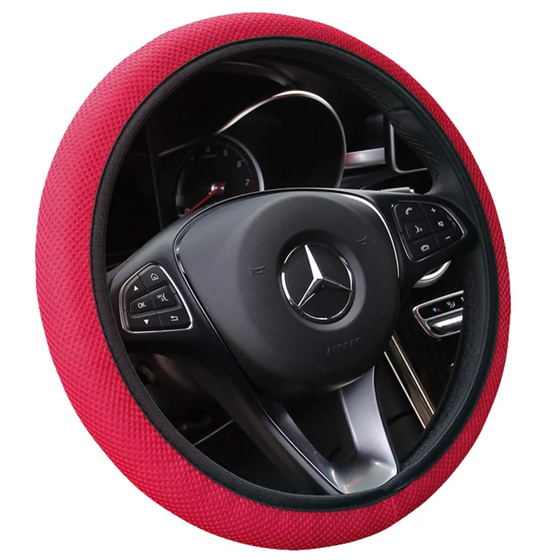 

KKYSYELVA Car Steering Wheel Cover Fit For Most Cars Breathable Sandwich Fabric Durable Skidproof Auto Covers Car Styling