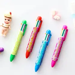 Coloffice Творческий канцелярские 0,5 мм 6 цветов чернил шариковая ручка блесток разноцветные ручки многофункциональный Пресс студенты