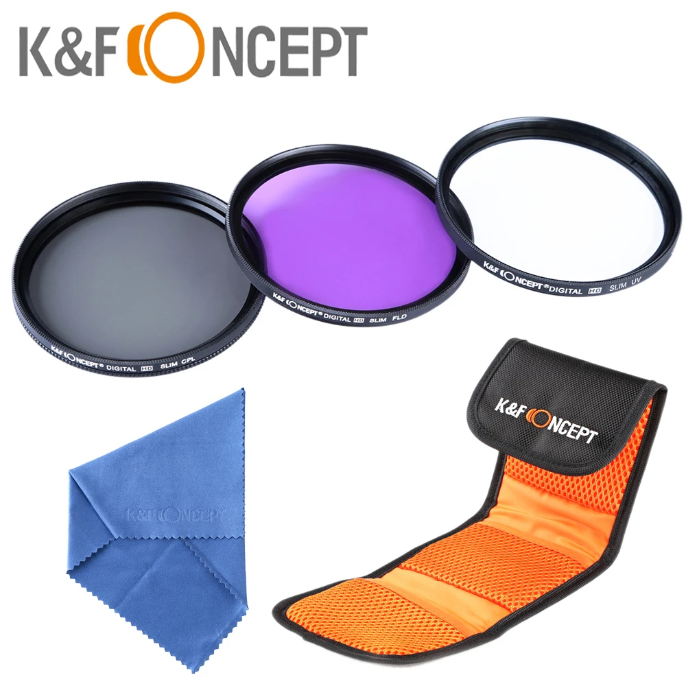 67mm Lens Filter Kit UV CPL FLD Camera Filter+Cleaning Cloth+Pouch For