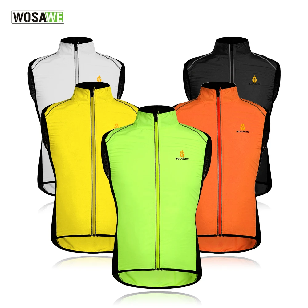 WOSAWE Cycling Vest Men Waistcoat Reflective Clothing Windcoat