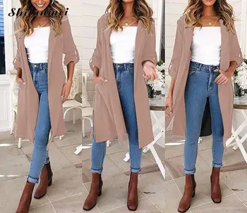 

Autumn Women Classic Long Trench Turn-Down Collar Elegant Thin Trench Coat Ladies Business Khaki Long Cardigan Coat Slim Outwear