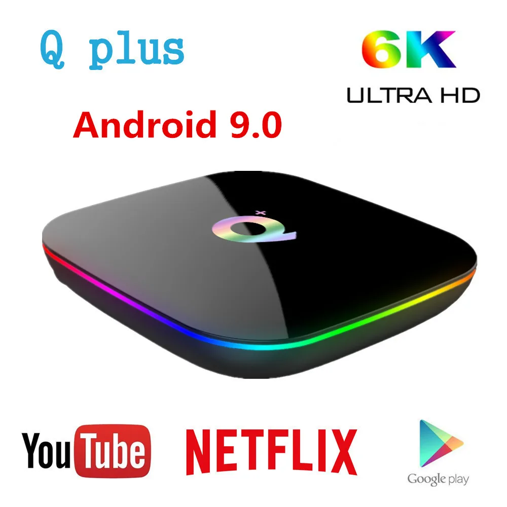 ТВ приставка Q Plus на Android 2019 Allwinner H6 4 ядра + 32/64 ГБ 9 0 p 4K USB3.0 Netflix|ТВ-приставки и