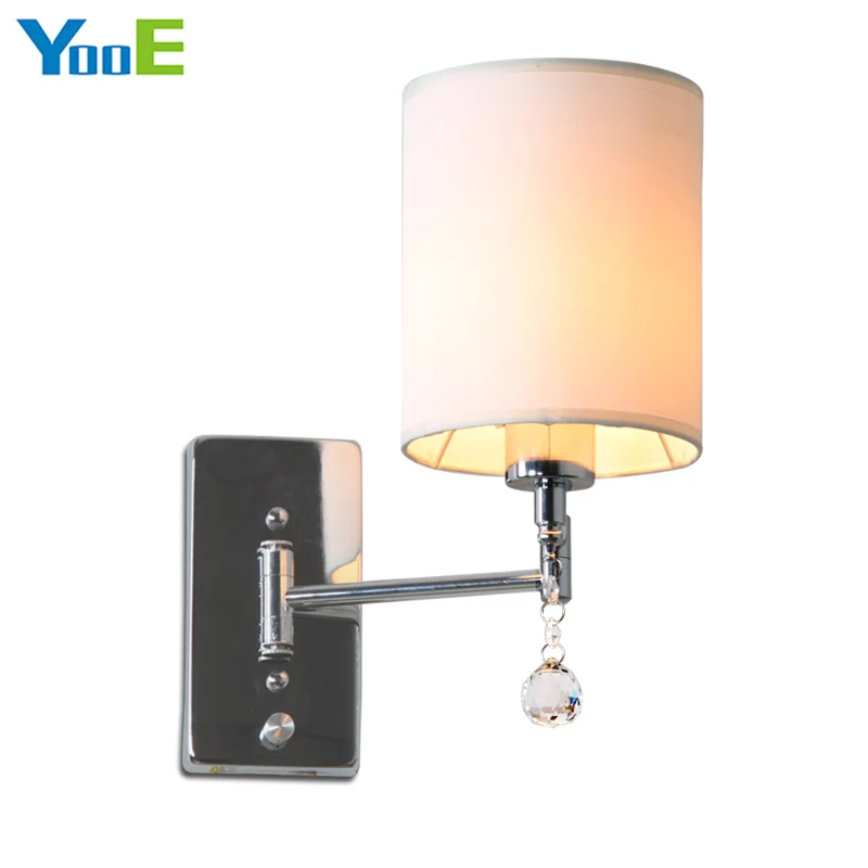

YooE Indoor lighting iron wall lamps AC 110V/220V E27 Cloth Lamp Shade Modern Rotation Angle wall lights for bedroom