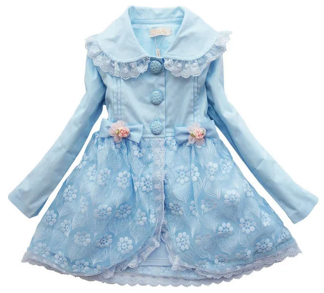 Одежда для детей новинка года, пальто для девочек на весну и осень, ветровка принцессы с длинными рукавами, cuhk tong han - Цвет: Небесно-голубой