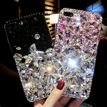 

Sunjolly Rhinestone Case Diamond Bling Phone Cover Crystal Hard Back coque fundas for Samsung Galaxy Note 10 Plus 9 8 5