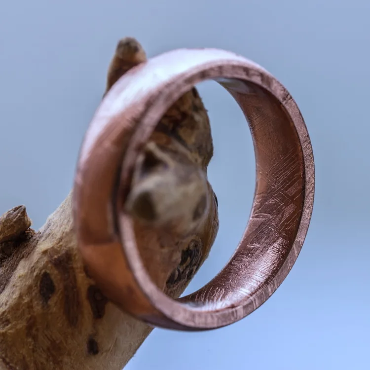

100% Natural Iron Gibeon Meteorite US Size 5-6-7 Moldavite Rose Gold Style OneFor Woman and Man Ring AAAAA Rare Stone