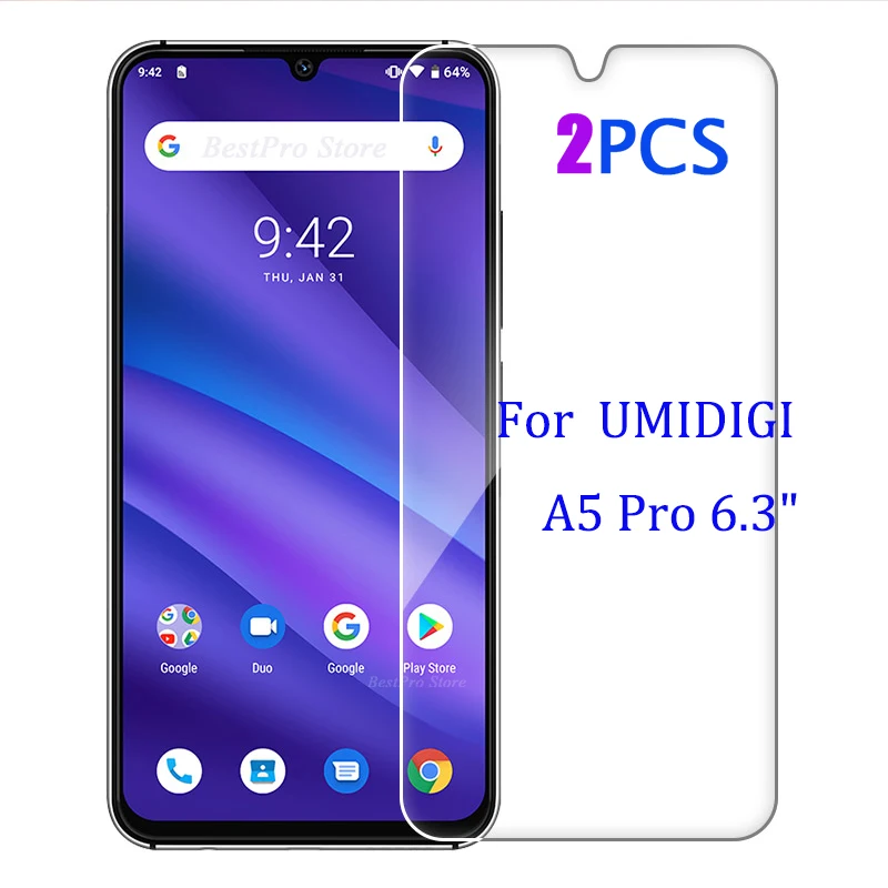2 шт. закаленное стекло для UMIDIGI A5 Pro Защитная крышка экрана Взрывозащищенная
