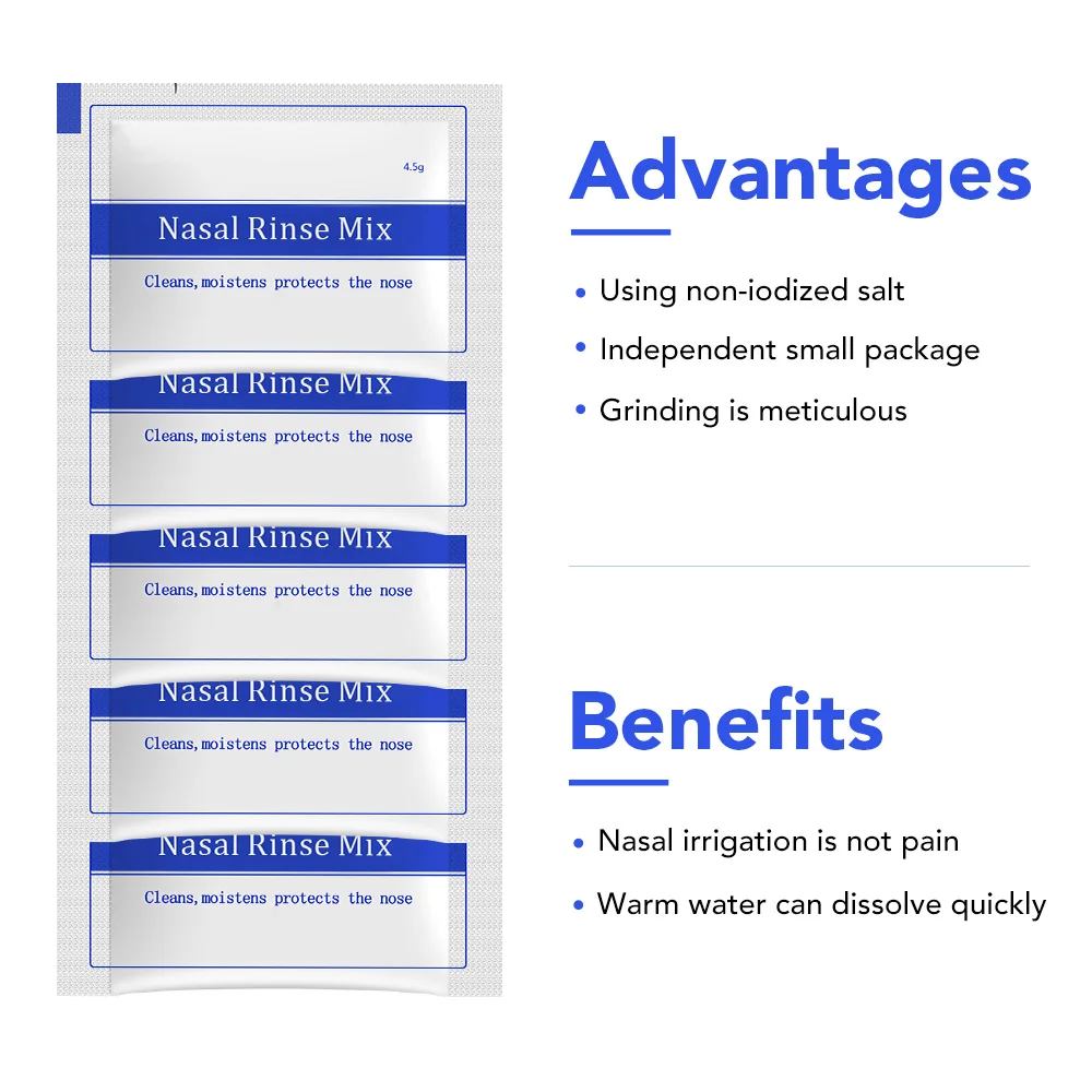 Носовая Оросительная соль, носовая полоскающая смесь, моющая носовая соль 4,5 г для 500 мл, очищает, увлажняет нос взрослых детей для промывания носа