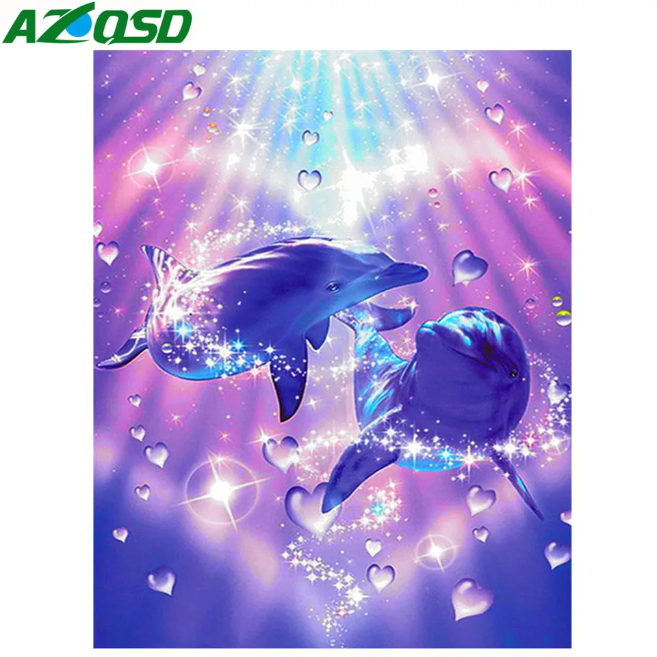 

AZQSD Diamond Painting Dolphin Animal Cross Stitch Full Drill Diamond Embroidery Full Set Diy Picture Of Rhinestones Home Decor