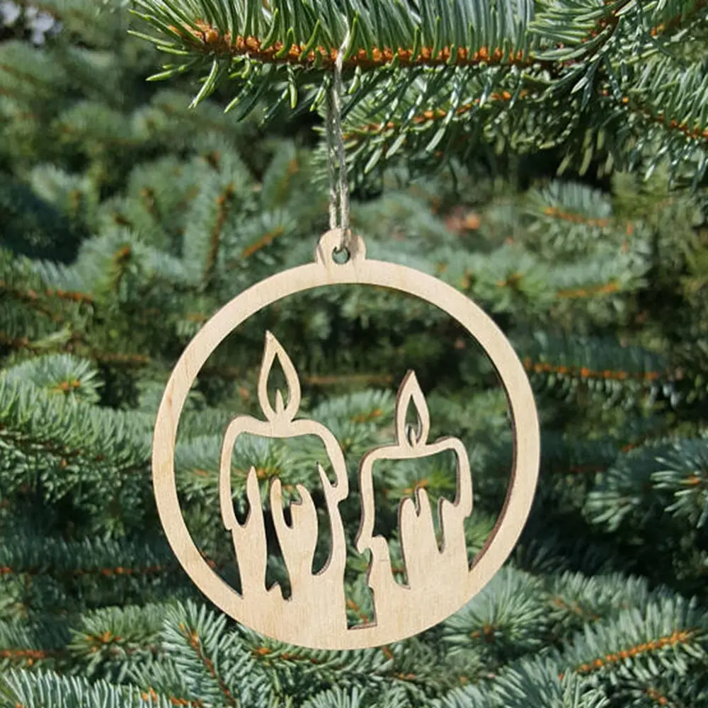 free shipping Wood Candle Ornament Christmas Embellishments Holiday