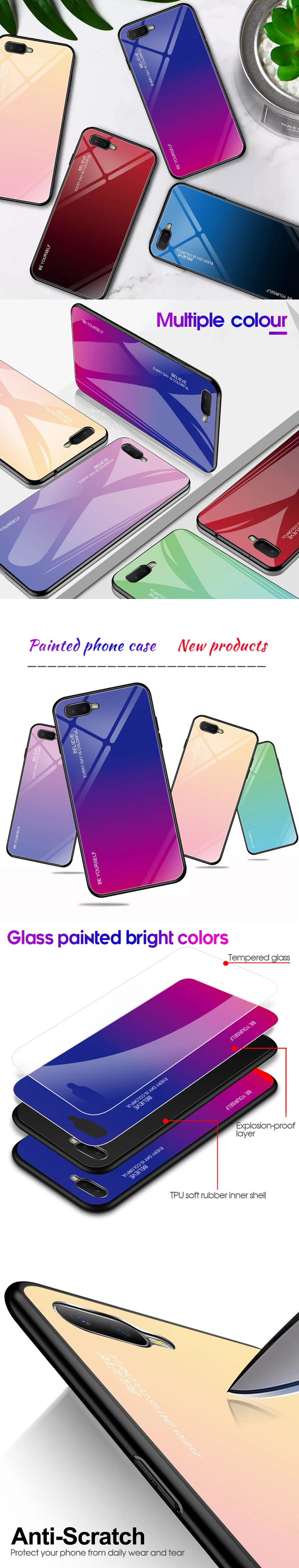 For OPPO RX17 Neo Case Super Gorgeous Glass Cover for oppo rx17 Pro r17 pro Case Soft Edge Color Glass Cover for OPPO Reno 10X (7)