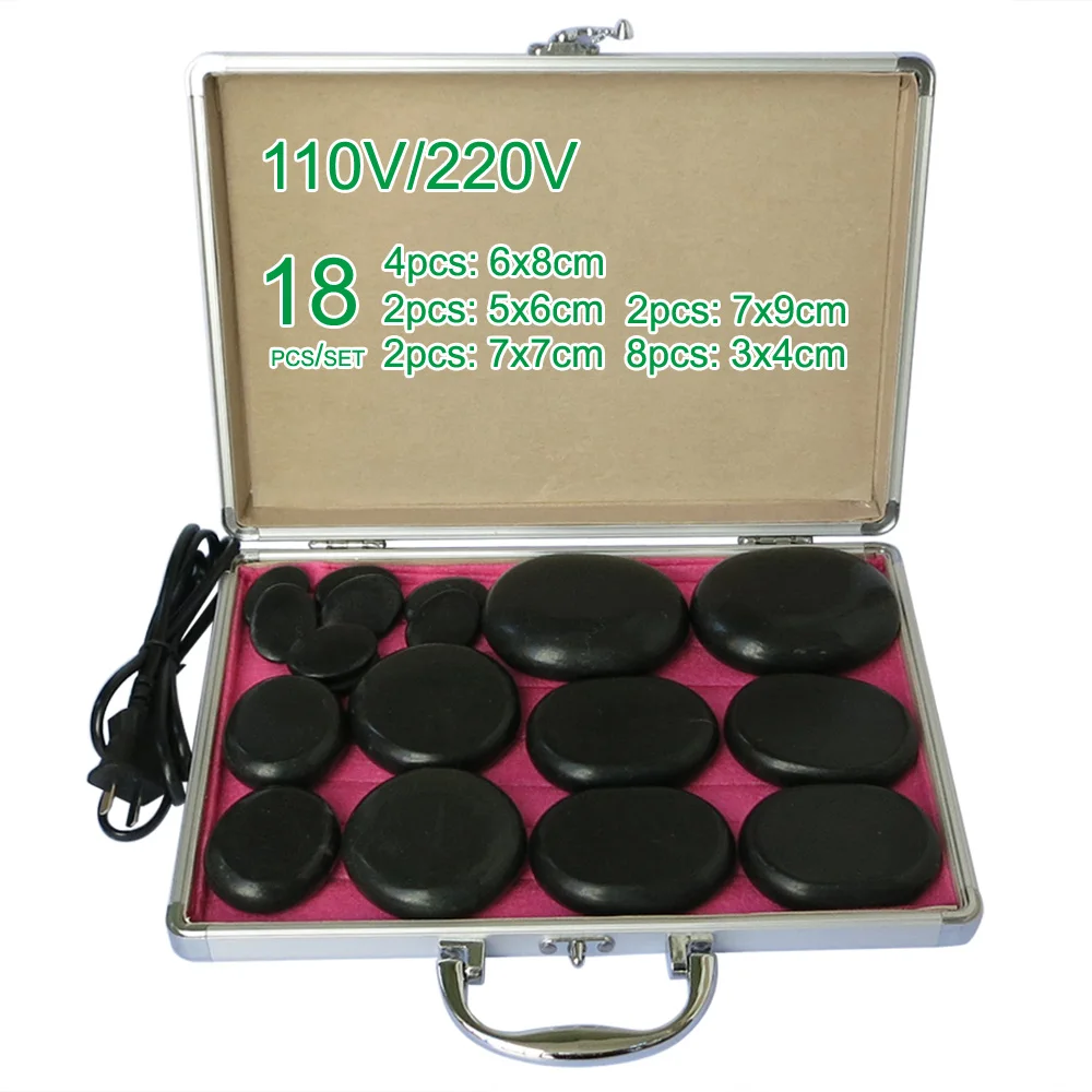 

NEW wholesale & retail electrical heating 110/220V SPA hot energy stone 18pcs/set with heat box (model2+2+2+4+8)