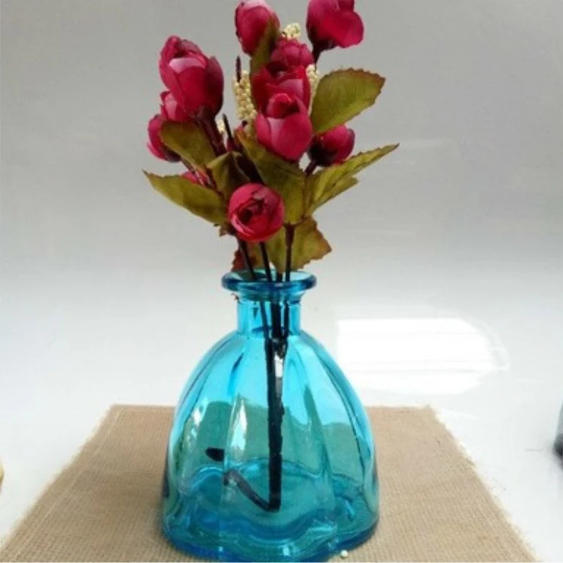 3 шт./лот, цветные стеклянные бутылки в форме палатки, ваза для цветов, 5 цветов, прозрачный, зеленый, синий, желтый, коричневый, 10X11,5X2,5 см