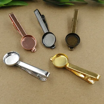 

Blank Tie Clips Clasp Bar with Round Deep Bezel Cups Cabochon Men's Wedding Tie Clip Findings Cuff & Collar Making Multi-color