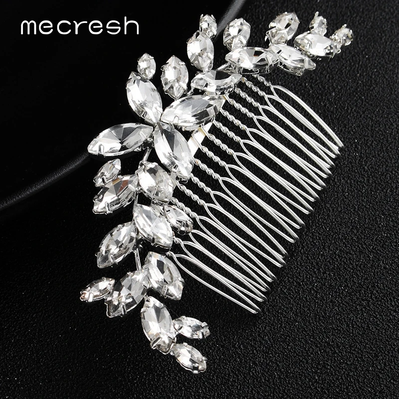 Mecresh прозрачный маркиз кристалл свадебные гребни для волос/шпильки свадебные аксессуары для волос лист украшение диадема невесты FS260