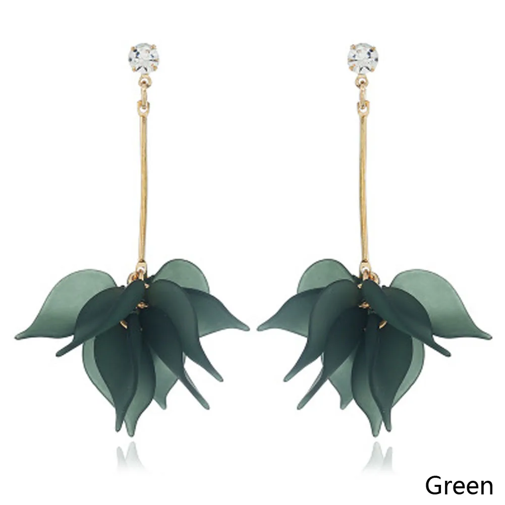 

Long Chain Statement Colorful Flower Female Earrings Punk Earring For Women Girls Fashion Jewelry
