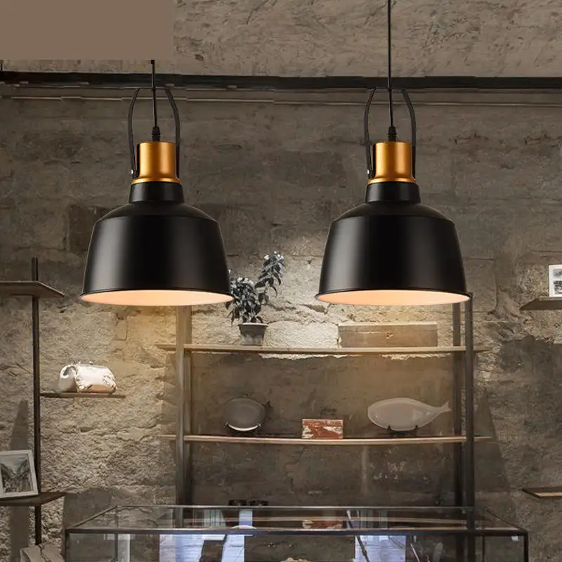 warehouse 1 pcs Black iron pendant lights for Cafe Pizza shop hanging Light font b Bar