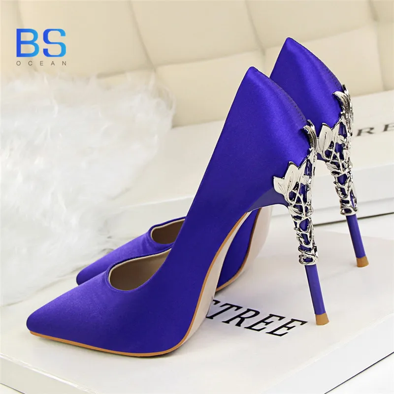 

OCEANBS NewBrand Womens Shoes High Heels Women Pumps Heels Blue Shoes Woman Pumps Sexy Pointed Toe High Heels Wedding Shoes 2018
