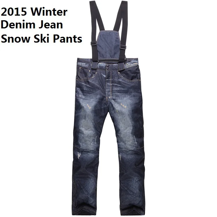 2015 winter outdoor snow pants men denim jean ski pants snowboard pants