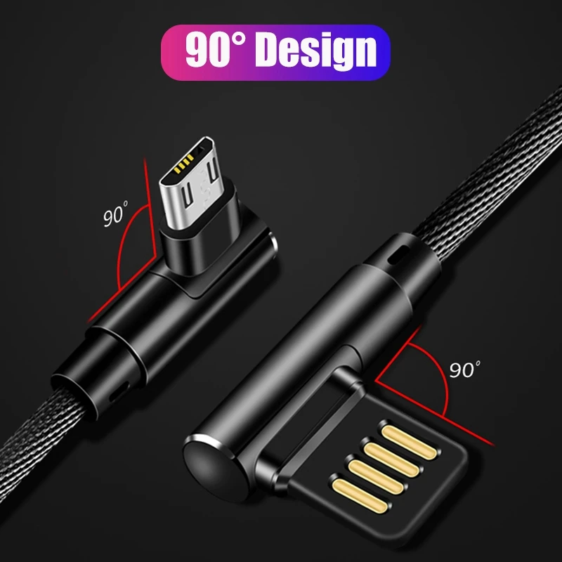 

90 Degree USB Type C Fast Charging Cable Micro USB C Cable Charger Sync data Wire for Samsung Xiaomi Sony Huawei 1m 2m 3m 25cm