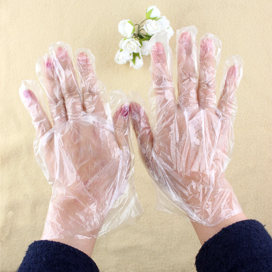 

50pcs/Set Eco-friendly Disposable Gloves One-off Plastic Gloves For Cake Bake Food Cleaning Cooking Kitchen Garden Accessories