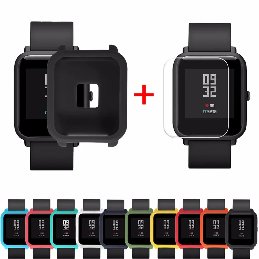 

Soft Silicon Case Cover for Huami Amazfit Bip Youth Watch with Screen Protector Smart Watch Protective Accessories