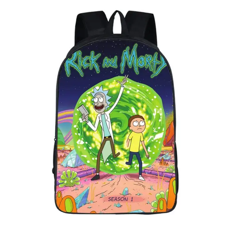 16 Inch Rick And Morty Cartoon Shoulder Bag Students School Bag #2068 ...