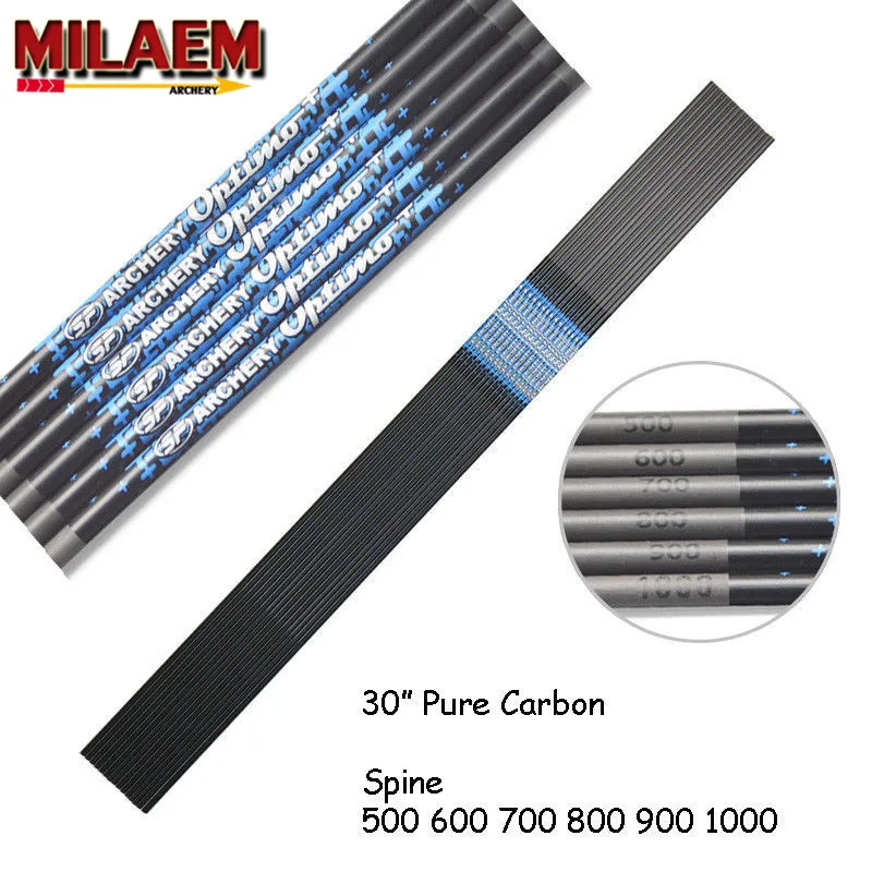 3/6/9/12pcs New 30 inch Pure Carbon Arrows Shaft SP 500/600/700/800/900/1000 ID 4.2mm Recurve Compound Bow Shooting Accessories