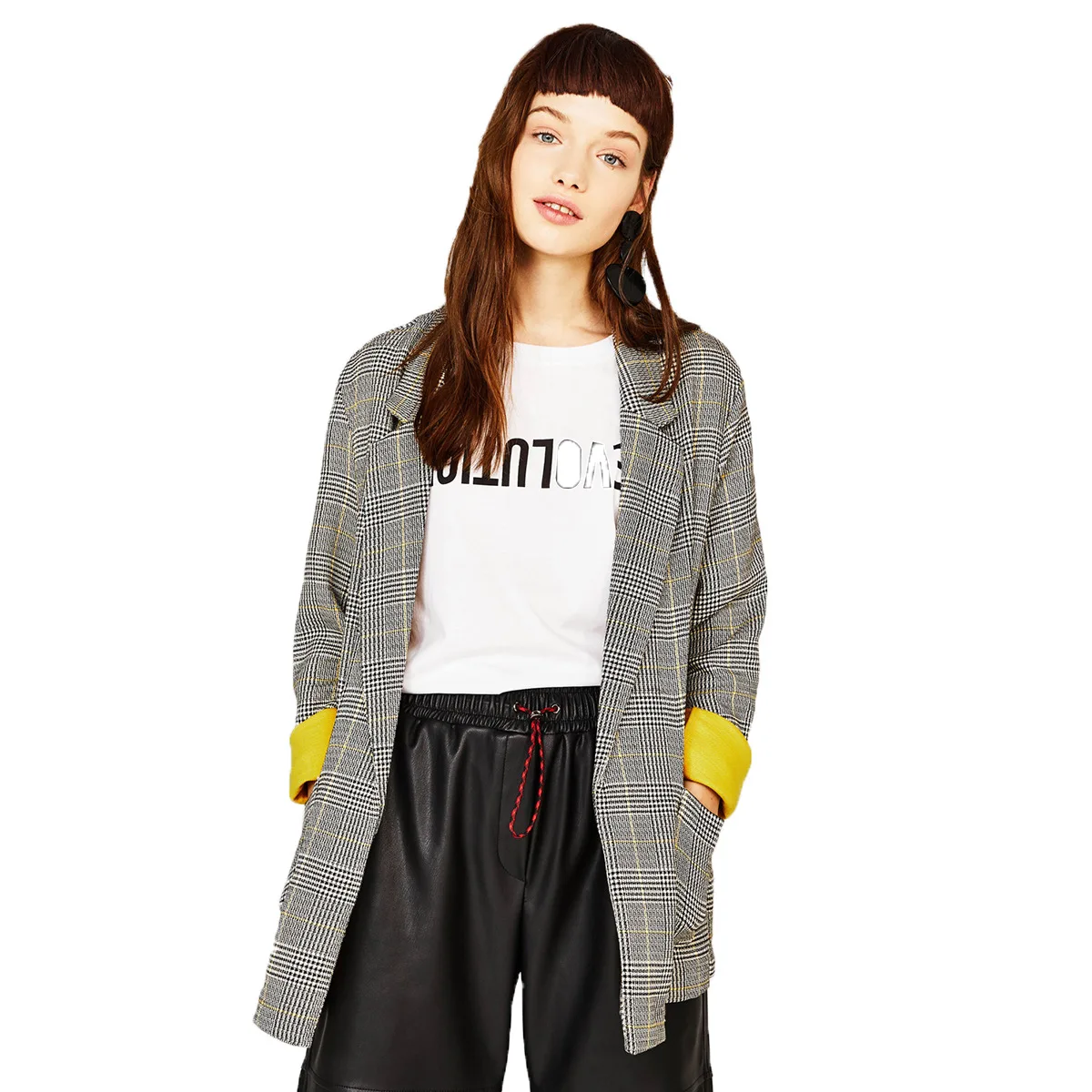 Temperament Retro Simple Commuting Wind Colour Colouring and Splicing Classic Chequered Leisure Suit Jacket 2019 Coat Women