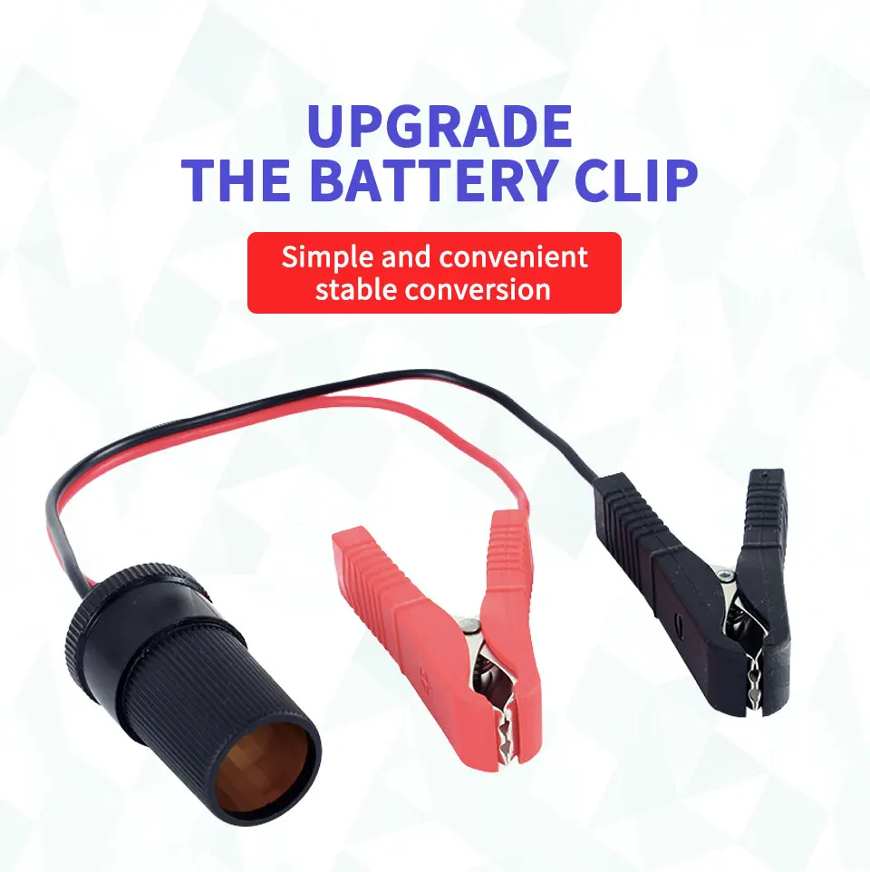 Adapter Socket Car Cigarette Battery Power Plug 12V alligator clip car with air pump power converter DC Voltage meter (1)