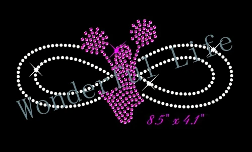 Новый товар бесплатная доставка Cheer Infinity Rhinestone Transfer для рубашки или