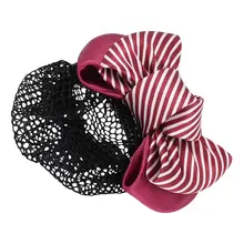 YOST-красный белый полосатый полиэстер двойной бант заколка для волос зажим снуд сетка