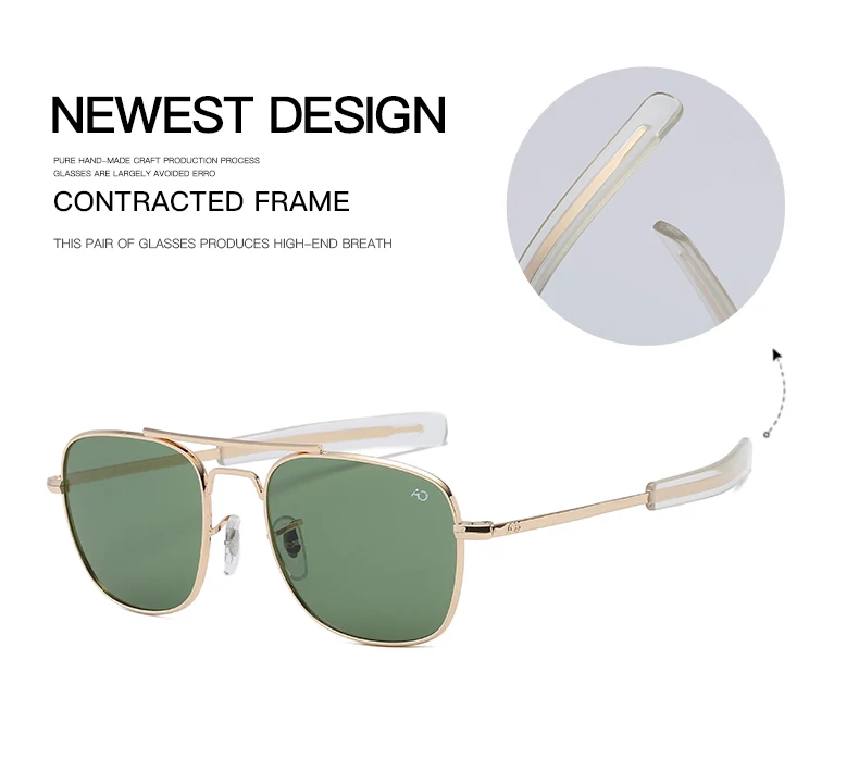 Модные авиационные солнцезащитные очки es для мужчин, роскошные брендовые дизайнерские солнцезащитные очки es для мужчин, американские армейские военные оптические стеклянные линзы Oculos