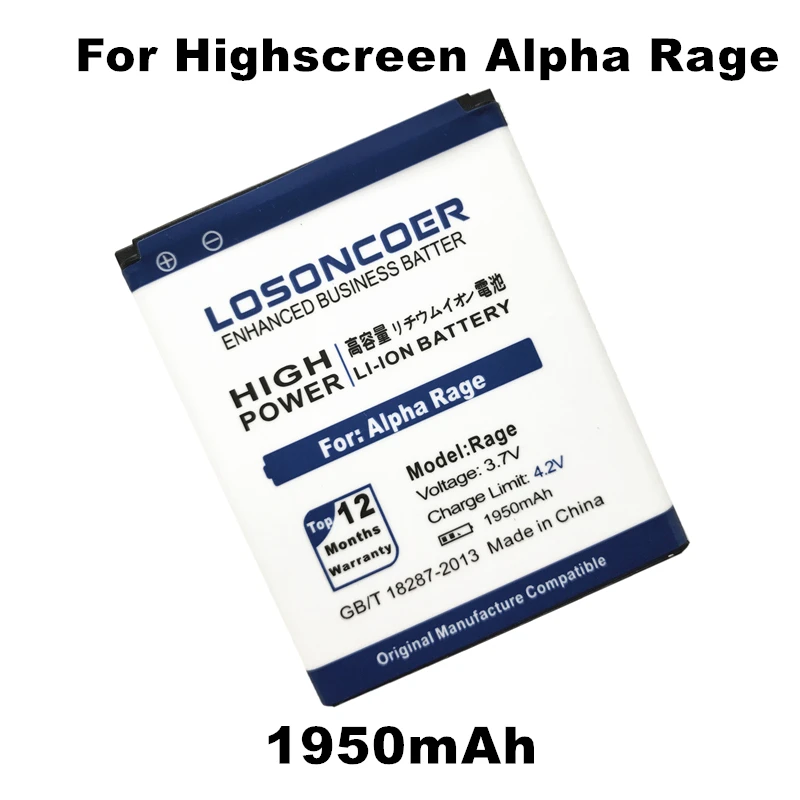 

1950mAh LOSONCOER Mobile Phone Batteries Li-ion for Highscreen Alpha Rage Battery