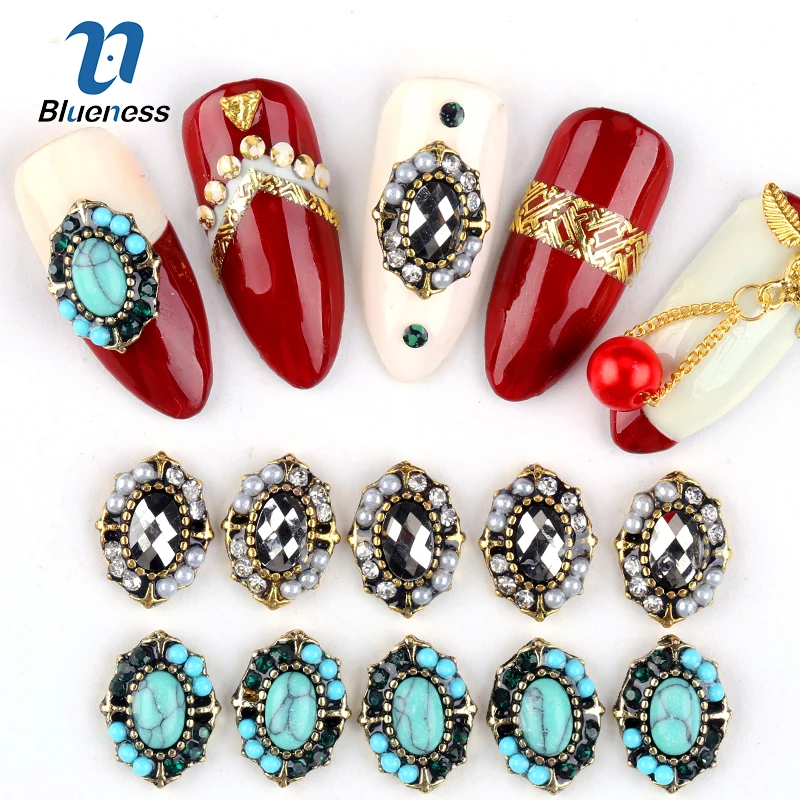 

Blueness 10Pcs/lot Glitter Nails Rhinestones Pearl Accessories Hose Eye Design Manicure Adhesives Nail Art Decorations Studs