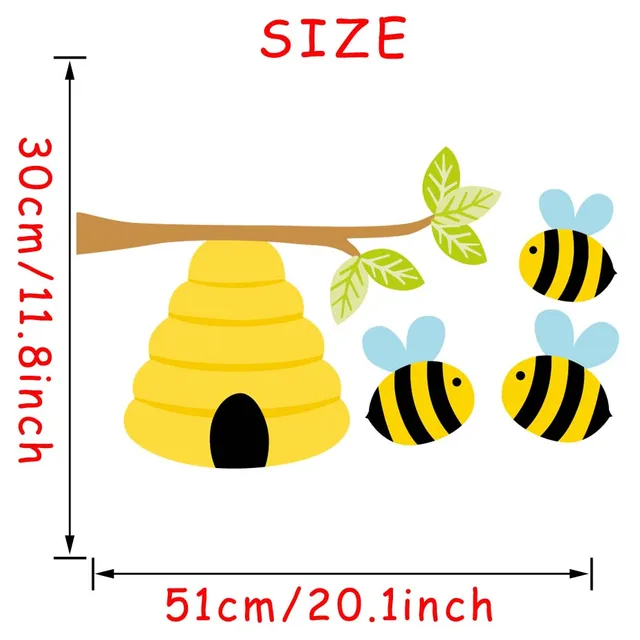 Cute Bee Pattern Wall Decals Cartoon Bee Wall Stickers Modern Nursery