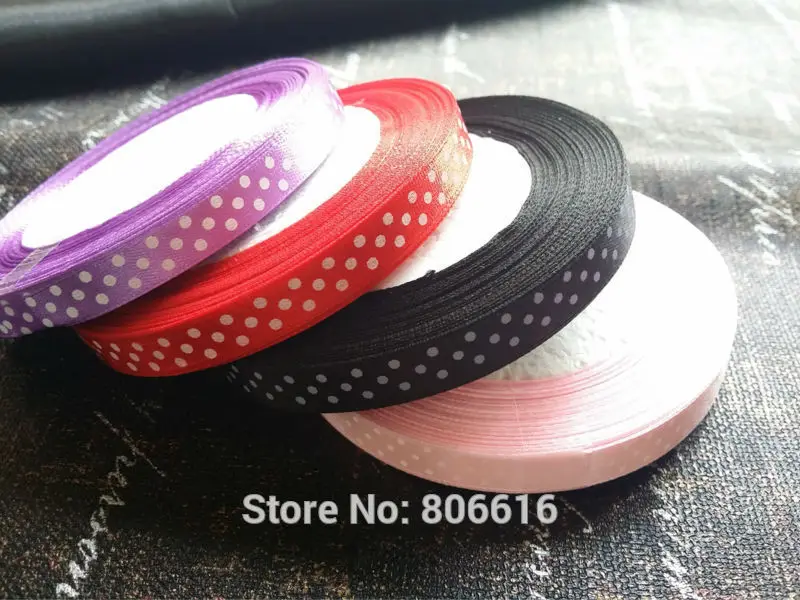 

10MM 100Yards Mix 4 Colors Dots Style Grosgrain Ribbon Riband Webbing Jewerly Findings