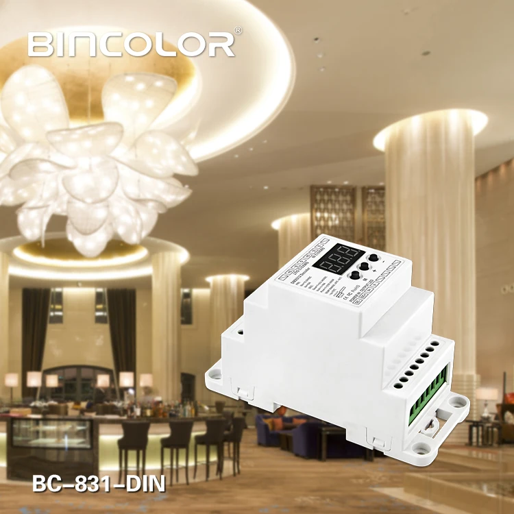 BC-831-DIN DC12-24V вход 10A * 1CH выход, постоянное напряжение din-рейку DMX512 декодер цифровой дисплей трубки для Светодиодные полосы света ленты