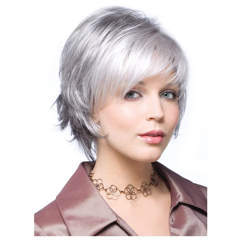 Womens Corte Pixie Perruque Corto Gris Plata Pelucas De Cabello Natural Sintetico Ombre Pelo Rizado Ondulado Peluca De Pelo Gris Peluca Que Parecen Reales Gray Hair Wig Grey Wigpixie Cut Aliexpress