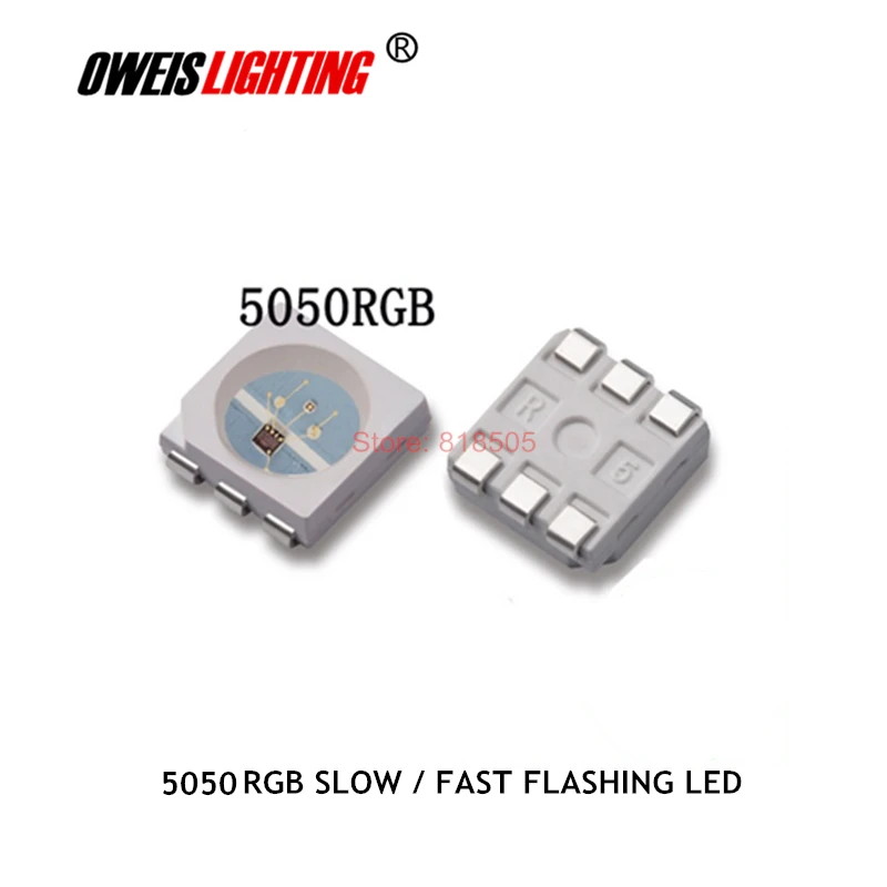 50PCS 5050 RGB LED Self flashing LEDs with IC ( slow flash / fast flash