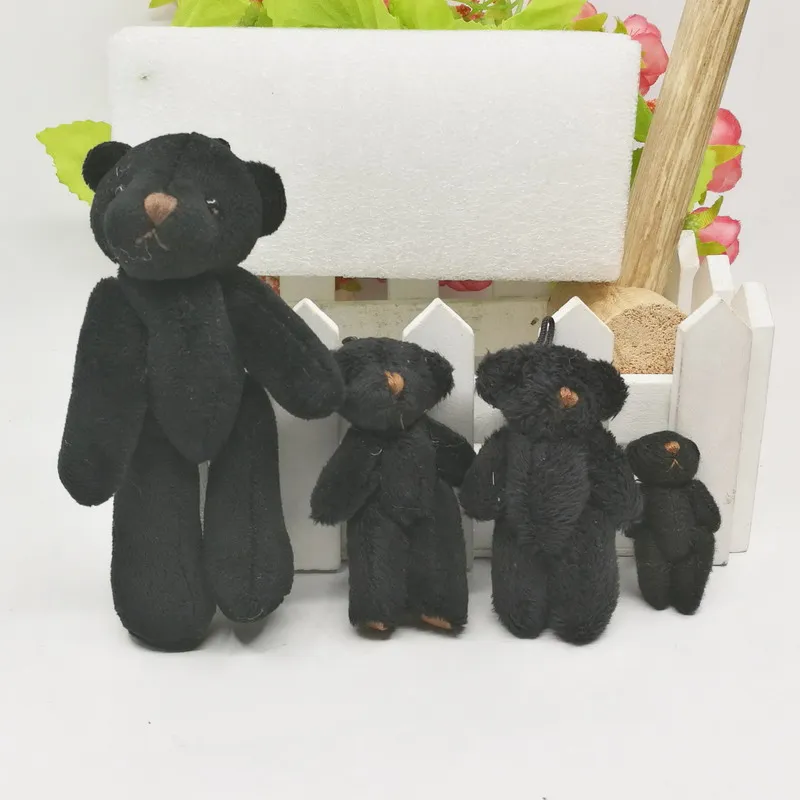 

4cm 6cm 11cm #Black Jointed Teddy Bear Pendants Soft Toys Stuffed Dolls For Bag/Key chain/Bouquet 20pcs/lot