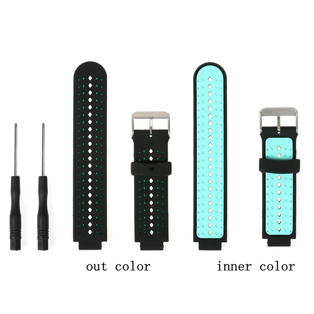 Black Mint Green Силиконовые наручные часы ремешок для смарт-часов Garmin Forerunner 220 230 235 620 630 Универсальный сменный ремешок - Цвет: Black Mint Green
