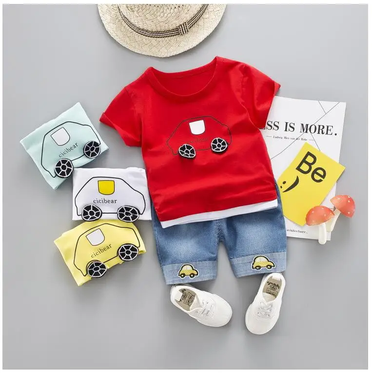 

Summer Toddler Baby Boy Cotton Clothing Set Cute Cartoon Car Children Boys Clothing T-Shirt+Shorts Suit For Kids Outfit