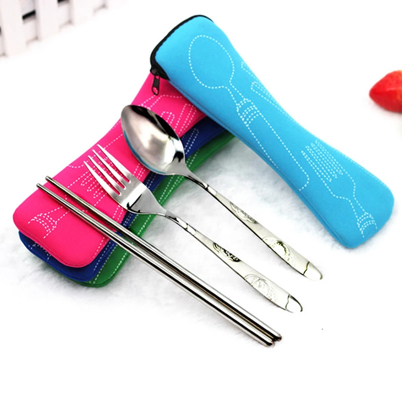 

Sale 3 Pcs/Set Portable Stainless Steel Camping Picnic Travel Tableware Tools