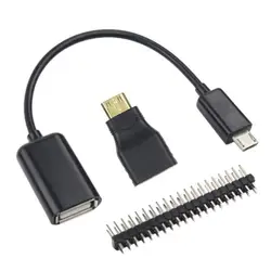 Базовый комплект для Raspberry Pi Аксессуары HDMI адаптер + Micro USB кабель + 2*20 Мужской Разъем GPIO