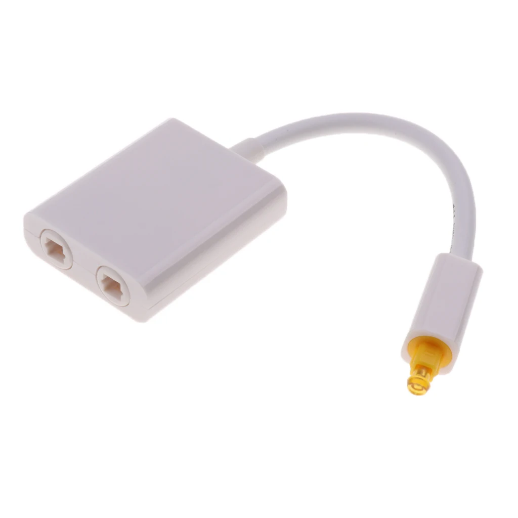 Dual Port Toslink Digital Optical Adapter Splitter Fiber Audio Cable White